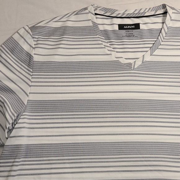 Alfani stretch V-neck geo white t-shirt - Picture 7 of 16